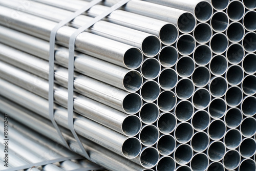 Bundled Galvanized Steel Pipes Stacked for Industrial Construction