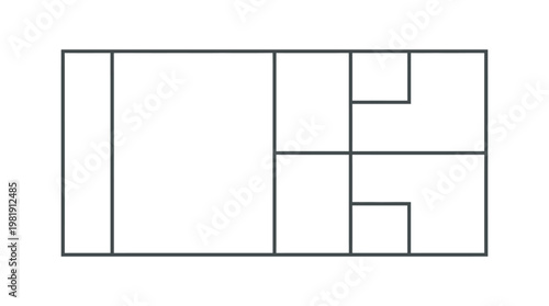 Floor plan sketch : A meticulous overhead view illustrates the blueprint of a building, showcasing the layout of different rooms and spatial relationships