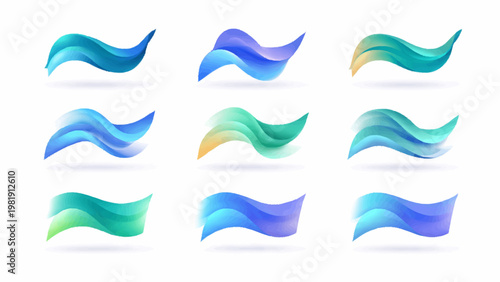 A dynamic set of smooth-curved flag icons flows around a globe with wavy lines and vibrant colors.