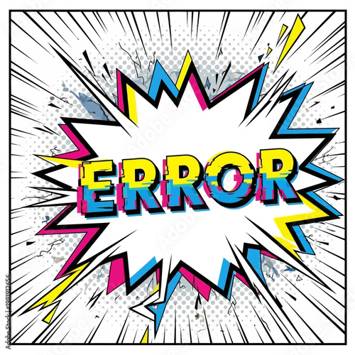 Comic Book Style 'ERROR' Word Explosion with Glitch Effect