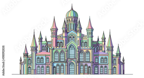 Colorful illustration of a castle.