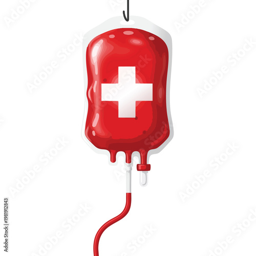 Healthy Blood Donation Concept with a Modern Blood Bag and Pumping Tube