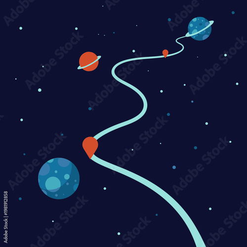 Cosmic Journey: Planets, Stars, and a Celestial Path in Deep Space