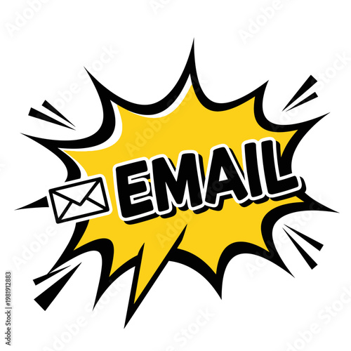 Email Icon in Comic Book Style Burst - Communication Concept