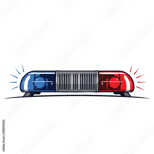 Close Up of a Classic Emergency Car Light Bar with Blue and Red Beams