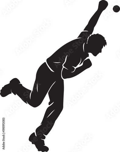 Cricket Batsman Playing Shot Silhouette Vector