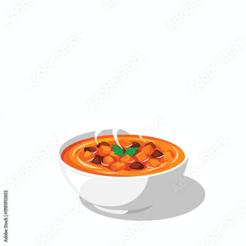 Delicious Bowl of Spicy Tomato Soup with Fresh Vegetables for Comfort Food