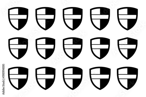 Vector of a series of shields with horizontal stripes