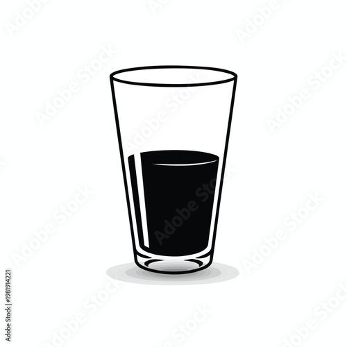 Simple Illustration of a Glass of Dark Beverage on a White Background