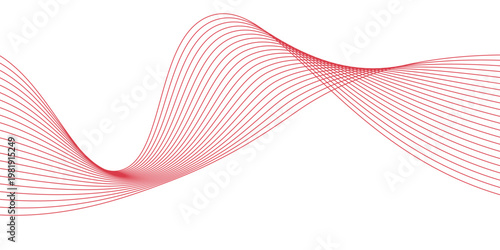 Abstract background with waves for banner. Medium banner size. Vector background with lines. Element for design isolated on white. Red color. Beauty, girls. Valentine's Day