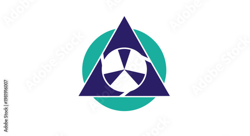 A geometric design features a triangle over a circle, encapsulating a central star-like shape