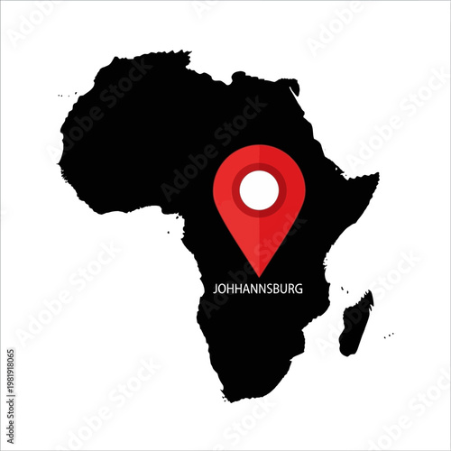 Africa continent map with johannesburg location, travel and geographic representation