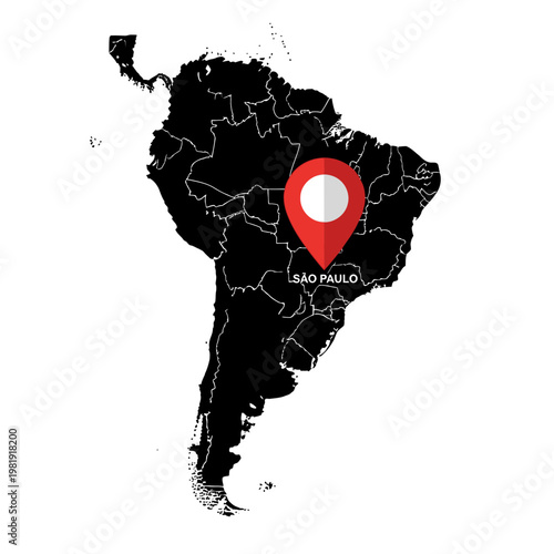 Sao Paulo Brazil location on South America map illustration geographical representation
