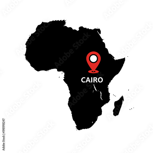 Africa continent map pinpointing Cairo Egypt location showcasing geographical location map design