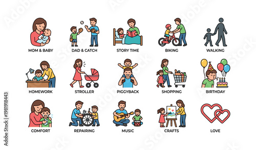 Family activities: parenting moments with children engaging in daily life and fun