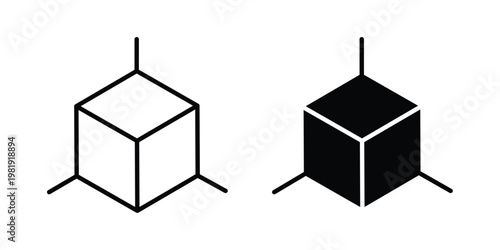 3D modeling icon vector logo. icons in solid, editable strokes.