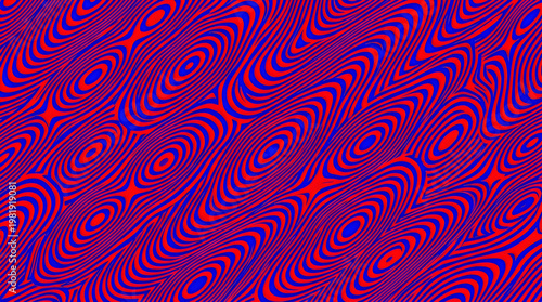 Abstract Red and Blue Wavy Geometric Pattern Background