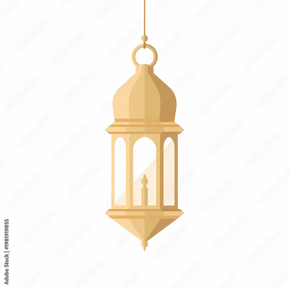 Obraz premium Minimalist Golden Arabic Lantern Vector