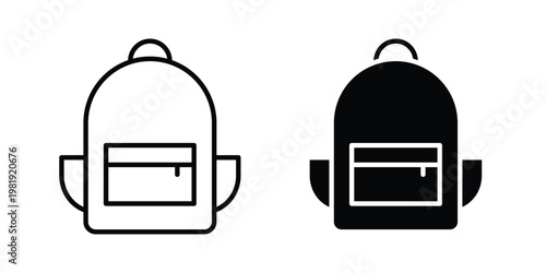 Backpack icon vector logo. icons in solid, editable strokes.