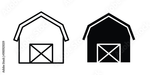 Barn icon vector logo. icons in solid, editable strokes.