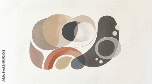 A modern abstract art piece featuring various shapes and colors