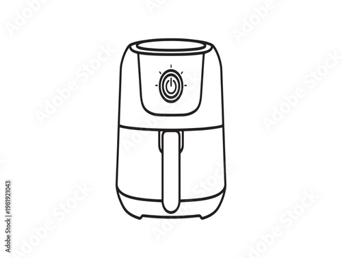 Black and white sketch of a modern air fryer appliance for healthy cooking