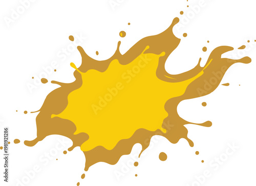 Abstract yellow and orange liquid splash on a transparent background, vibrant color burst design element.
