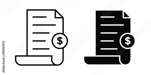 Bill paid icon vector logo. icons in solid, editable strokes.