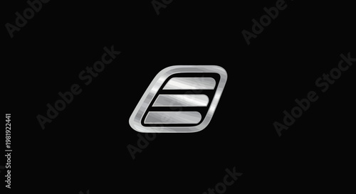 Metal, three-layered, rounded rectangle with black backdrop