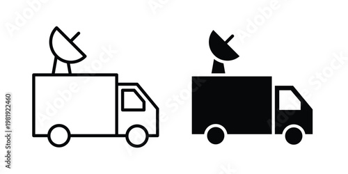 Broadcast van icon vector logo. icons in solid, editable strokes.