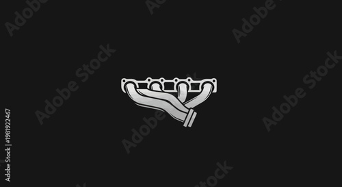 A chrome car exhaust manifold on a black background