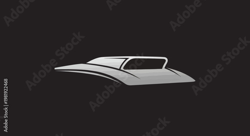 Stylized grey car hood with scoop on dark background