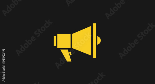 Yellow megaphone icon on solid dark gray backdrop