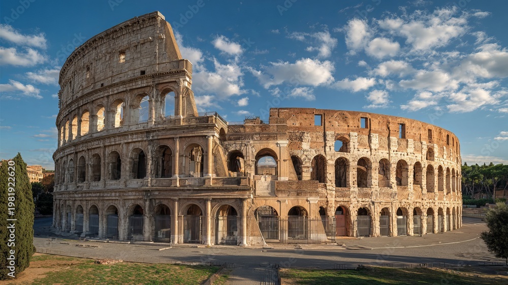 Obraz premium Colosseum in Rome, Italy, shows a printed image, not the actual structure.