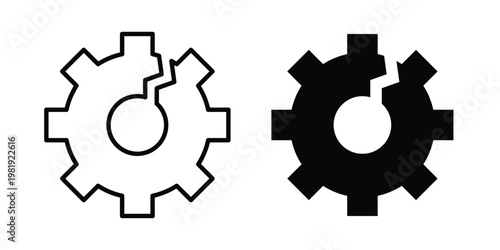 Broken gear icon vector logo. icons in solid, editable strokes.