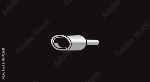 Metal cylindrical object with hole and protrusion on black background