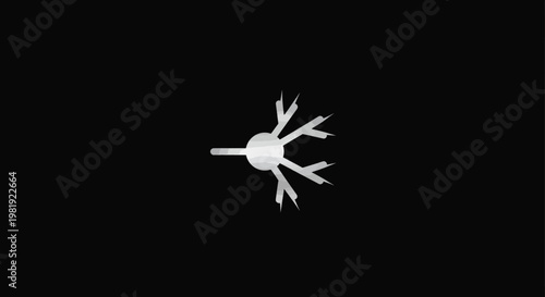 Gray sphere with branches, centered on a black background