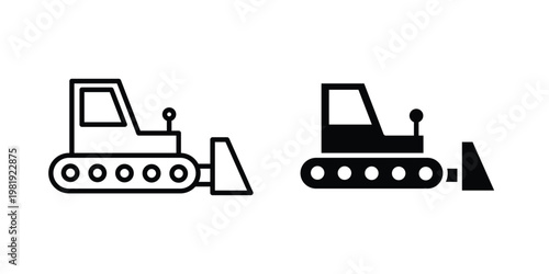 Bulldozer icon vector logo. icons in solid, editable strokes.