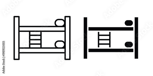 Bunk bed icon vector logo. icons in solid, editable strokes.