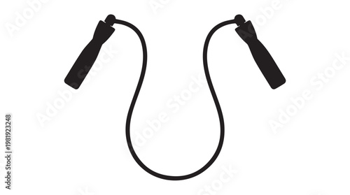 Black fitness jump rope with foam handles isolated on Transparent Background for workout and exercise