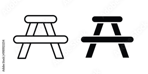 Camping table icon vector logo. icons in solid, editable strokes.