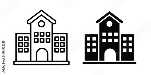 Campus icon vector logo. icons in solid, editable strokes.