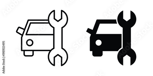 Car repair icon vector logo. icons in solid, editable strokes.
