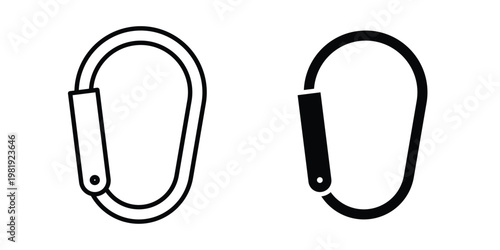 Carabiner icon vector logo. icons in solid, editable strokes.