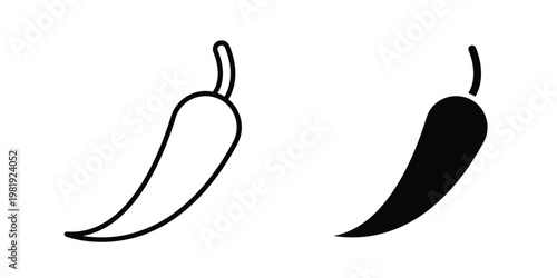 chilli pepper icon vector logo. icons in solid, editable strokes.