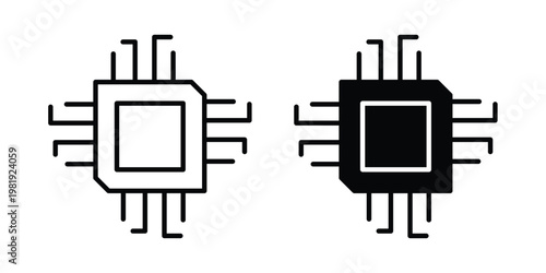 Chip icon vector logo. icons in solid, editable strokes.