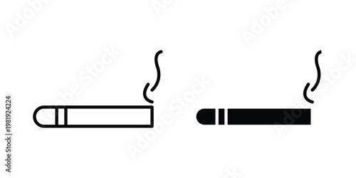 Cigarette icon vector logo. icons in solid, editable strokes.