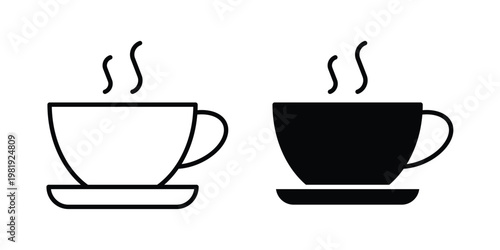 Coffee mug icon vector logo. icons in solid, editable strokes.