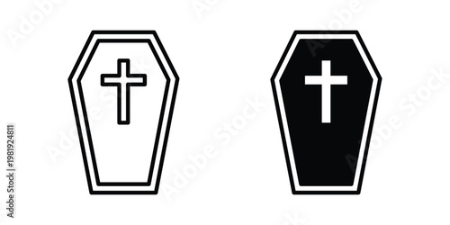 Coffin icon vector logo. icons in solid, editable strokes.