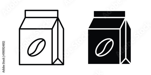 Coffee paper bag icon vector logo. icons in solid, editable strokes.